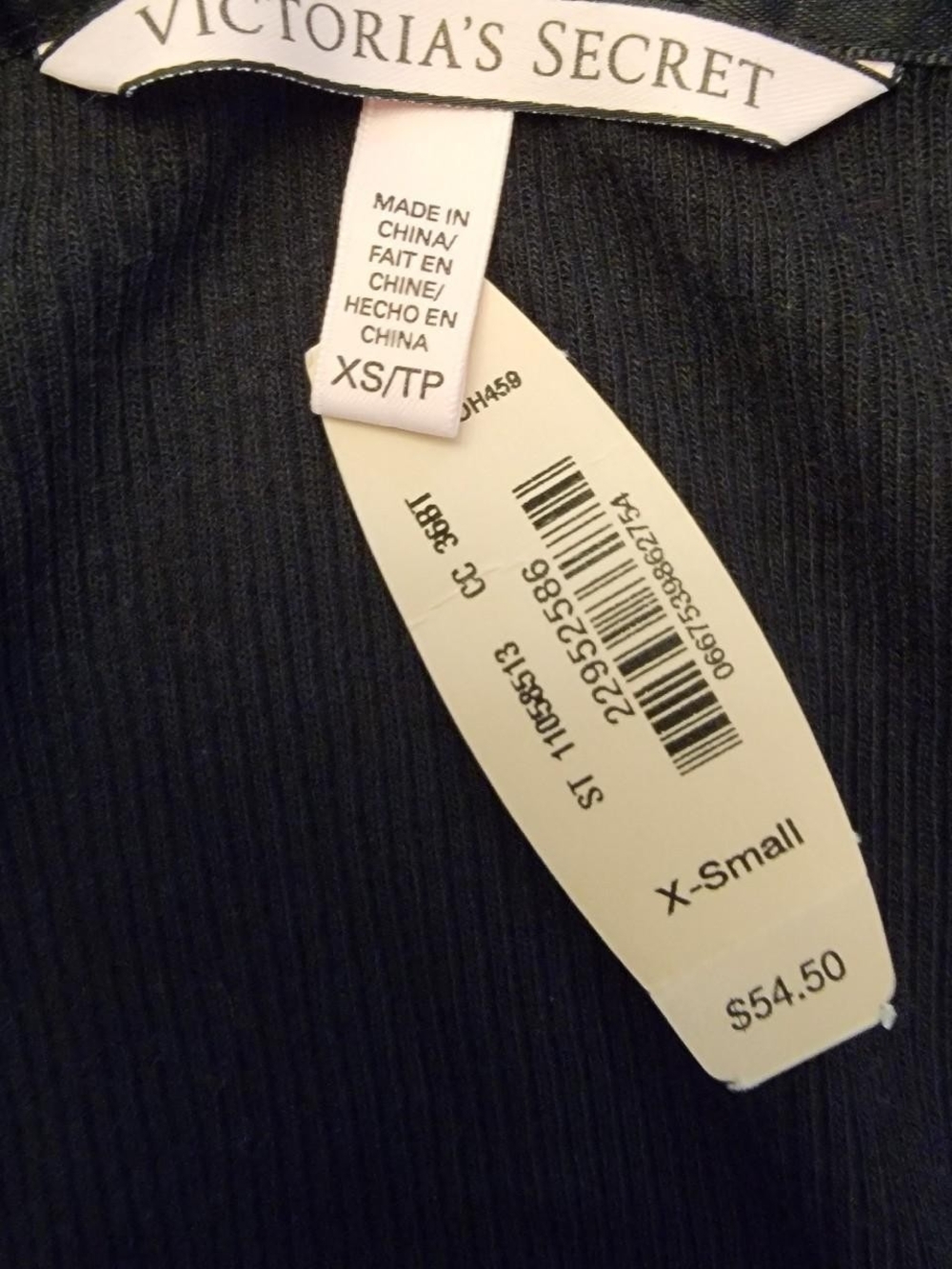 Victoria's Secret Black Ribbed Henley Long Sleeve Top - Picture 3 of 4